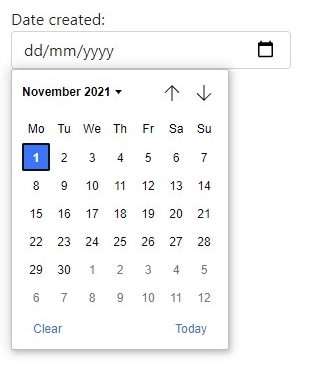 DatePicker showing calendar